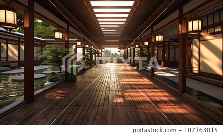 Japanese-style architectural corridor “AI generated image” 107163015