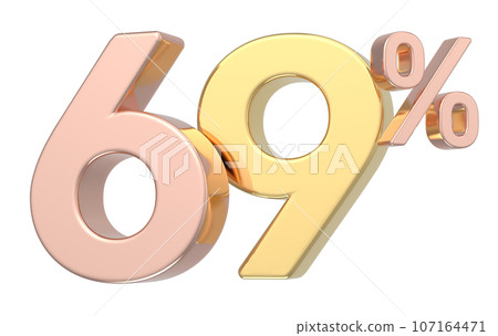 3d rendering gold metal number 107164471