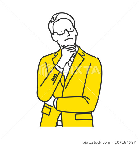 A male businessperson thinking about narrowing down ideas 107164587