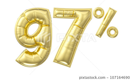 3d rendering gold metal number 107164690