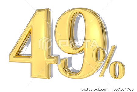 3d rendering gold metal number 107164766