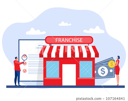 Businessman franchise store invest marketing promotion Franchise business concept Businessman franchise store invest marketing promotion Franchise business concept 107164841