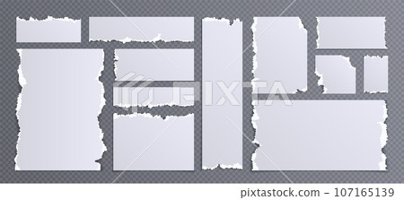 Rip paper sheet edge vector texture, torn note Rip paper sheet edge vector texture, torn note 107165139