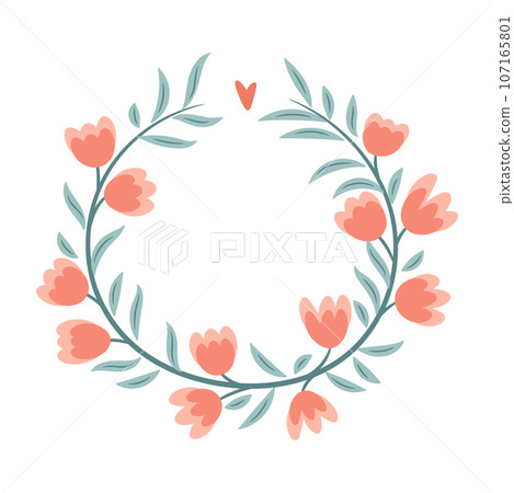 Abstract foliage wreath. Vector illustration. 107165801
