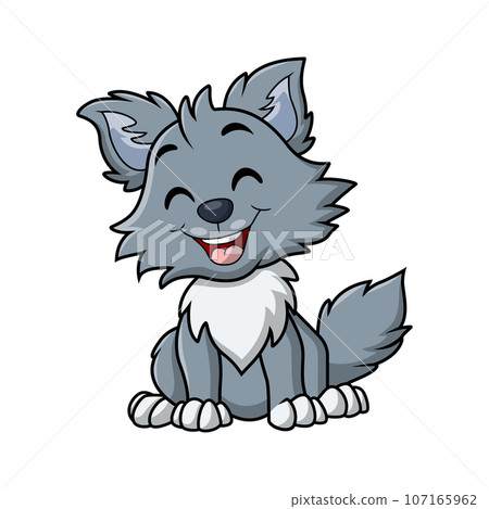 Cute little wolf cartoon on white background Cute little wolf cartoon on white background 107165962