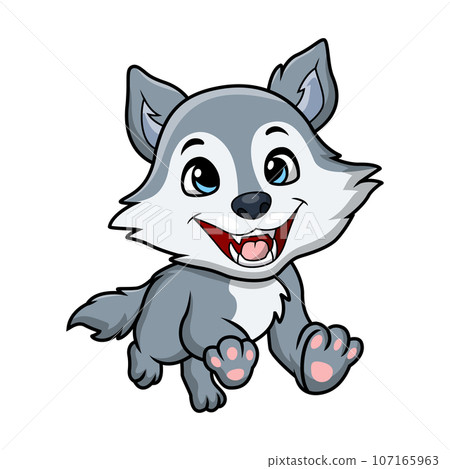 Cute little wolf cartoon on white background Cute little wolf cartoon on white background 107165963