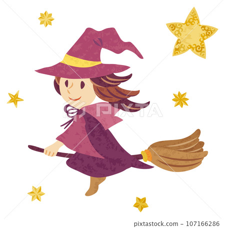 十月萬聖節女巫和明星插畫 107166286