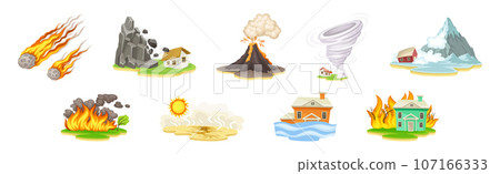 Natural Disaster with Elemental Calamities and Catastrophe Vector Set Natural Disaster with Elemental Calamities and Catastrophe Vector Set 107166333