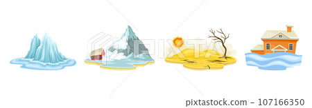 Natural Disaster with Elemental Calamities and Catastrophe Vector Set Natural Disaster with Elemental Calamities and Catastrophe Vector Set 107166350