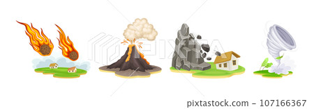 Natural Disaster with Elemental Calamities and Catastrophe Vector Set 107166367
