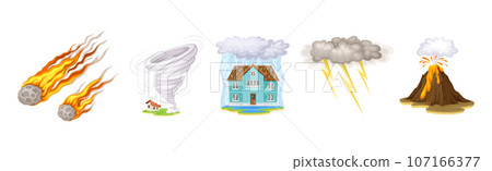 Natural Disaster with Elemental Calamities and Catastrophe Vector Set 107166377
