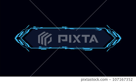 Futuristic horizontal shape border, Hud frame game target board, vector information call bar, digital tech interface Futuristic horizontal shape border, Hud frame game target board, vector information call bar, digital tech interface 107167352