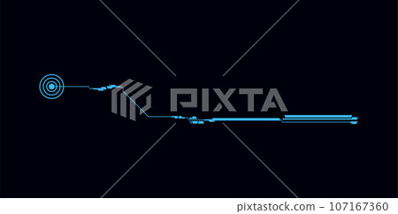 Futuristic design element, circle and line, vector illustration isolated on black. 107167360