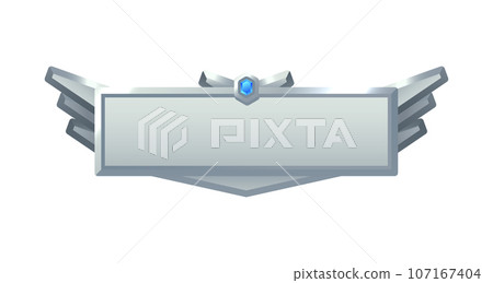 Metal game frame, vector illustration isolated on white. 107167404