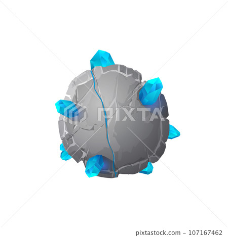 Stone plate with cracked and crystals, ui board, vector illustration isolated on white. Stone plate with cracked and crystals, ui board, vector illustration isolated on white. 107167462