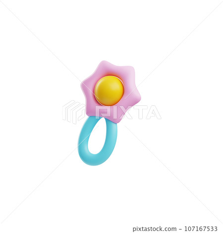 3d beanbag baby toy icon, vector render colorful plastic entertainment for newborn babies, cute childish accessories 107167533