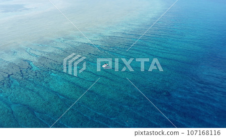 Aerial drone shot of the north side of Nagannu Island, Chibishi Islands, Okinawa Prefecture Aerial drone shot of the north side of Nagannu Island, Chibishi Islands, Okinawa Prefecture 107168116