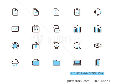 Simple business icon set blue icons Simple business icon set blue icons 107168334
