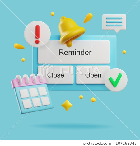 Online reminder, notification 3D style, vector illustration 107168343