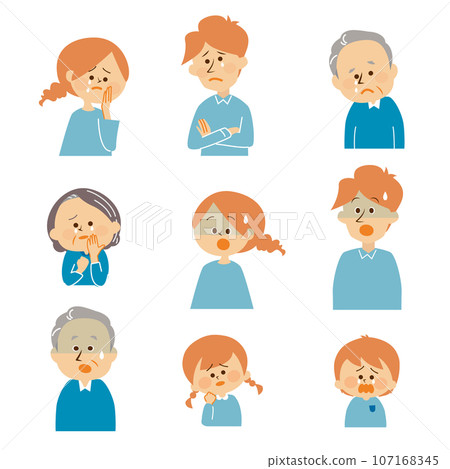 Negative expression three households family illustration set material 107168345