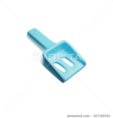 Blue scoop for pet poop in cute 3d style, vector illustration isolated on white background. 107168391