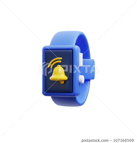 Smart watch with alarm notification 3D realistic vector illustration isolated. 107168509