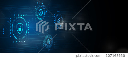 internet digital security technology concept for business background. Lock on circuit board 107168630