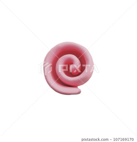 Realistic plasticine pink curl, vector 3D render swirl shape from dough, clay texture, decoration sculpting design item Realistic plasticine pink curl, vector 3D render swirl shape from dough, clay texture, decoration sculpting design item 107169170