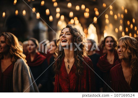 A choir performing during an Advent concert, conveying the beauty and harmony of traditional Advent music. Generative AI 107169524