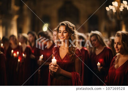 A choir performing during an Advent concert, conveying the beauty and harmony of traditional Advent music. Generative AI 107169528