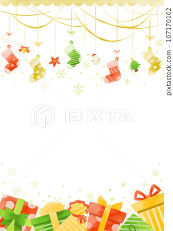 五顏六色的聖誕禮物和襪子框架 107170102