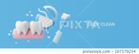 Website banner template about deep teeth cleaning 3D style 107170254