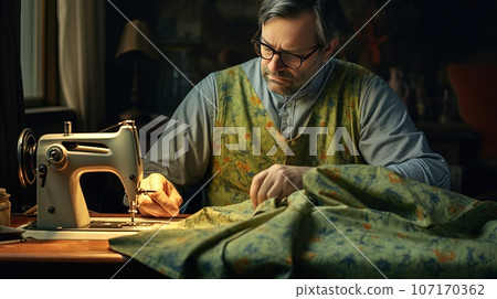 Professional male seamstress at work. 107170362