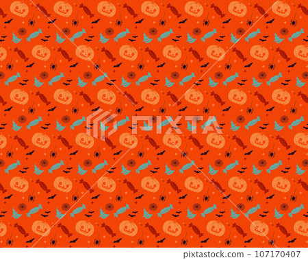 [Halloween] Seamless pattern vector background illustration (orange) 107170407