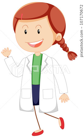 Cute Female Scientist Cartoon Character in Doodle Style Cute Female Scientist Cartoon Character in Doodle Style 107170672
