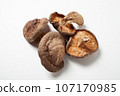 Shiitake mushroom collection, white background, front and back, can be cut out Shiitake mushroom collection, white background, front and back, can be cut out 107170985