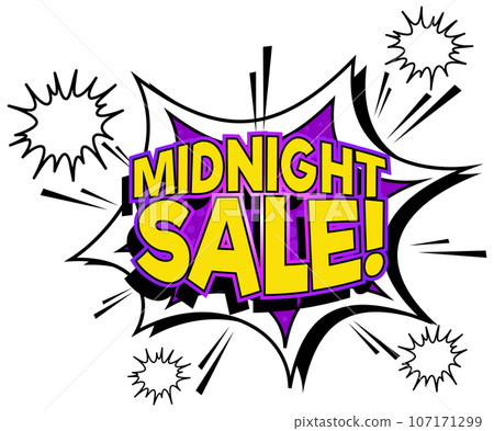 Midnight Sale Retro Style Cartoon Illustration Banner Midnight Sale Retro Style Cartoon Illustration Banner 107171299