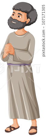 Ancient Old Man Cartoon Character Standing Praying Ancient Old Man Cartoon Character Standing Praying 107171305
