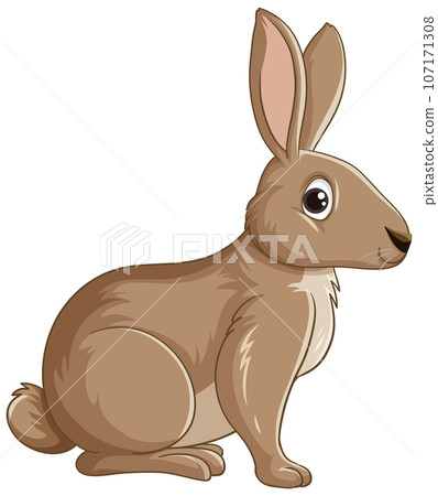 Cute Rabbit Cartoon Character on White Background 107171308
