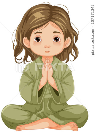 Young Girl Sitting and Praying in Meditation 107171342