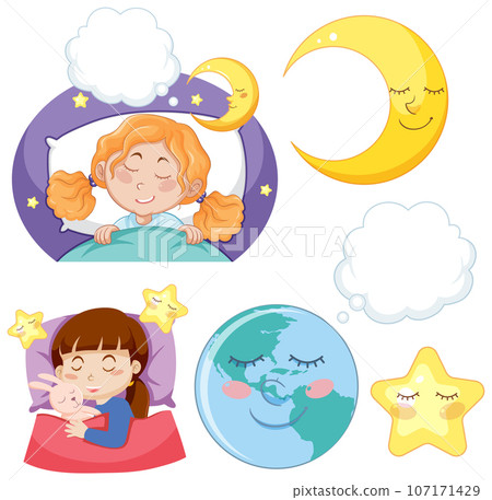 Set of girl having a good night sleep 107171429