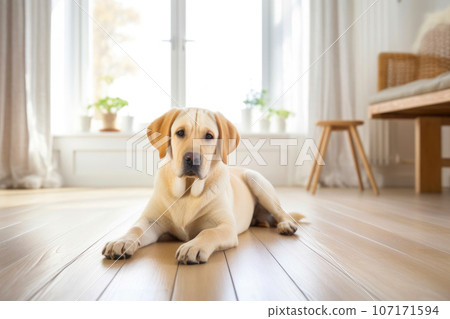 Cozy Beige Labrador in a Home Setting 107171594