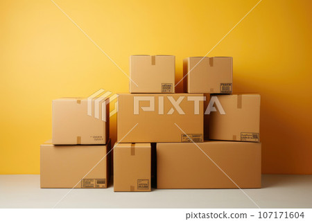 Stacked Moving Boxes: Organized Packing 107171604