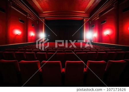 Rows of Red Seats in Exploitation Style 107171626
