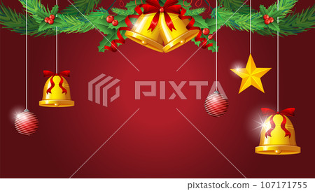 Festive Christmas Background with Ornaments and Decorations 107171755