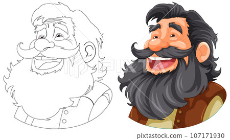 Smiling Lumberjack Old Man Cartoon Character with Beard and Mustache 107171930