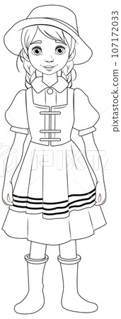 Outline of Woman in German Bavarian Outfit 107172033