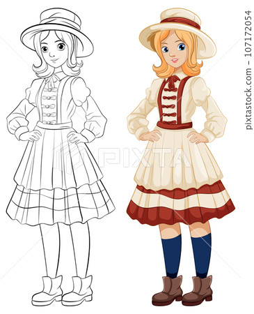 Beautiful Woman in Classic Victoria Outfit 107172054