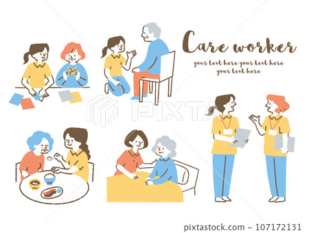 在老年護理機構工作的婦女組_color 在老年護理機構工作的婦女組_color 107172131