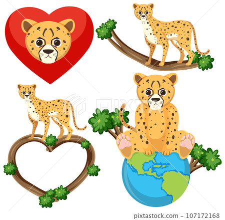 Cheetah Icons Set for Graphic Design 107172168